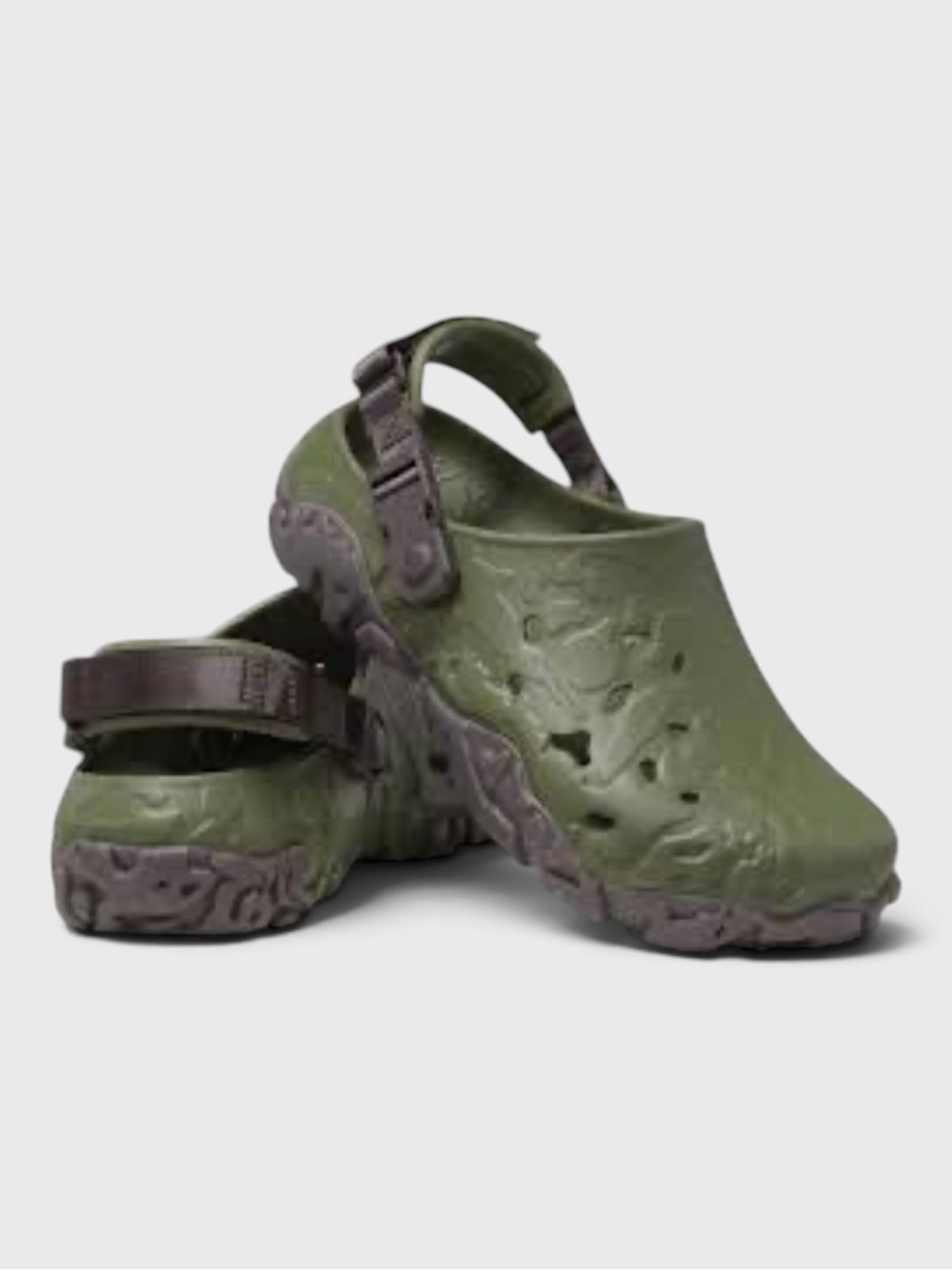 825 EUC Crocs All Terrain Atlas Green Clogs with Canvas Strap